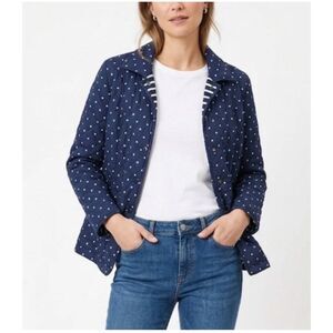 Linea Louis Dell’Olio Women's Navy White Dot Quilted Snap Front Blazer Size M